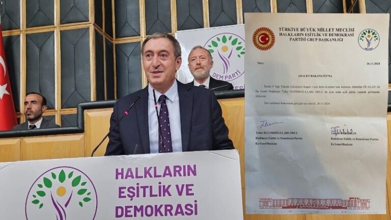 DEM Parti Eş Genel Başkanı Tuncer Bakırhan, Öcalan'la görüşmek için Adalet Bakanlığı'na başvuracaklarını açıkladı