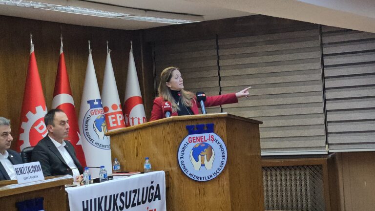 DİSK Genel Başkanı Arzu Çerkezoğlu, DİSK'teki tutuklamalara ilişkin konuştu