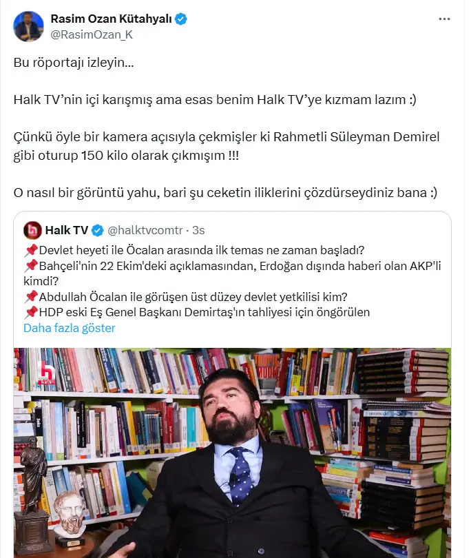 Rasim Ozan Kütahyalı'nın paylaşımı: