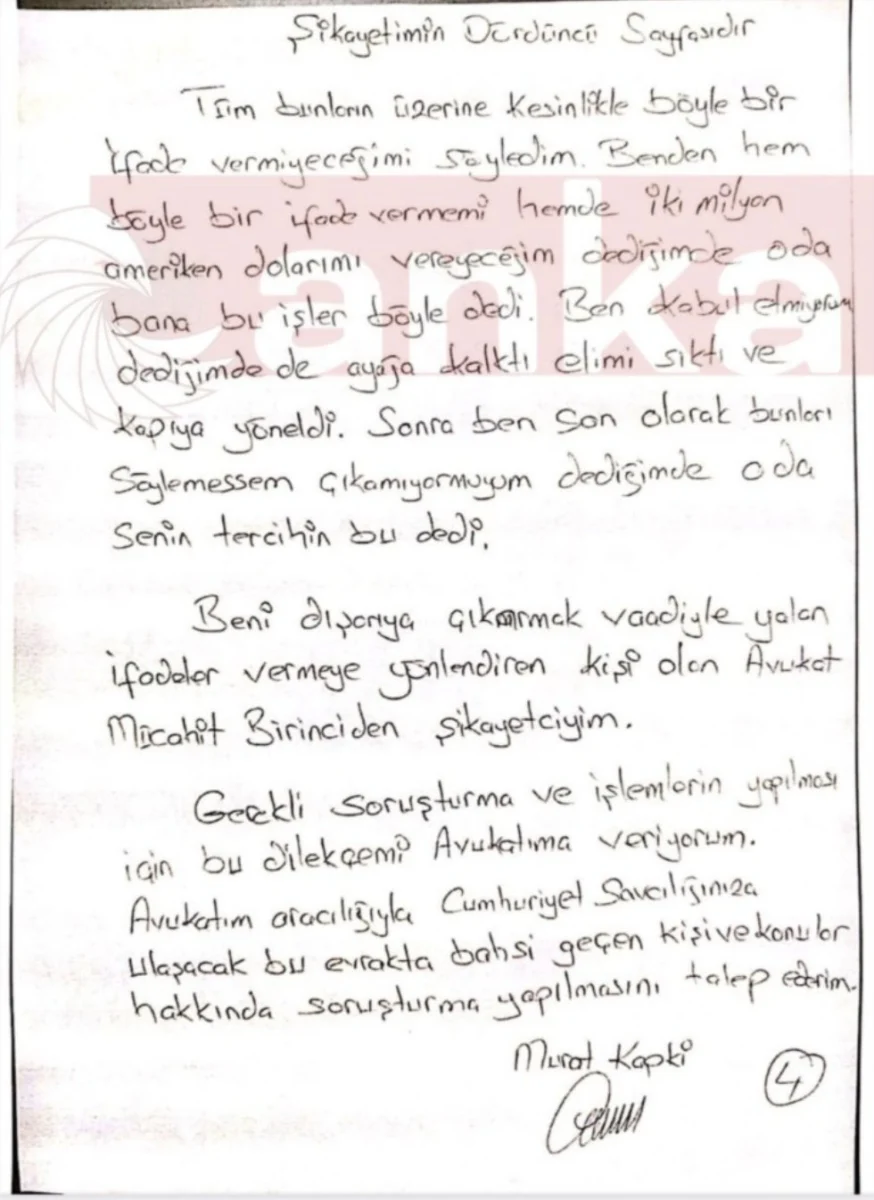 Murat Kapki dilekçe