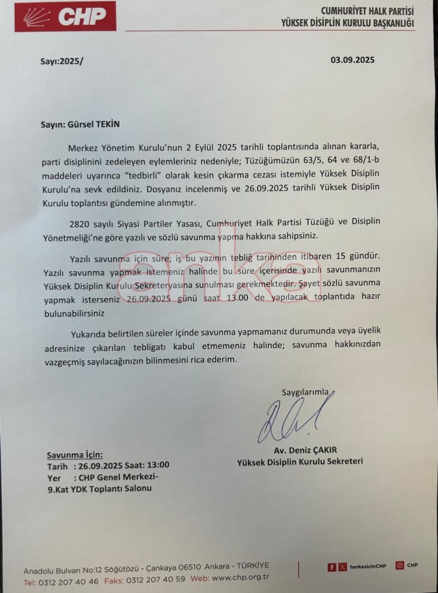 Gürsel Tekin savunma