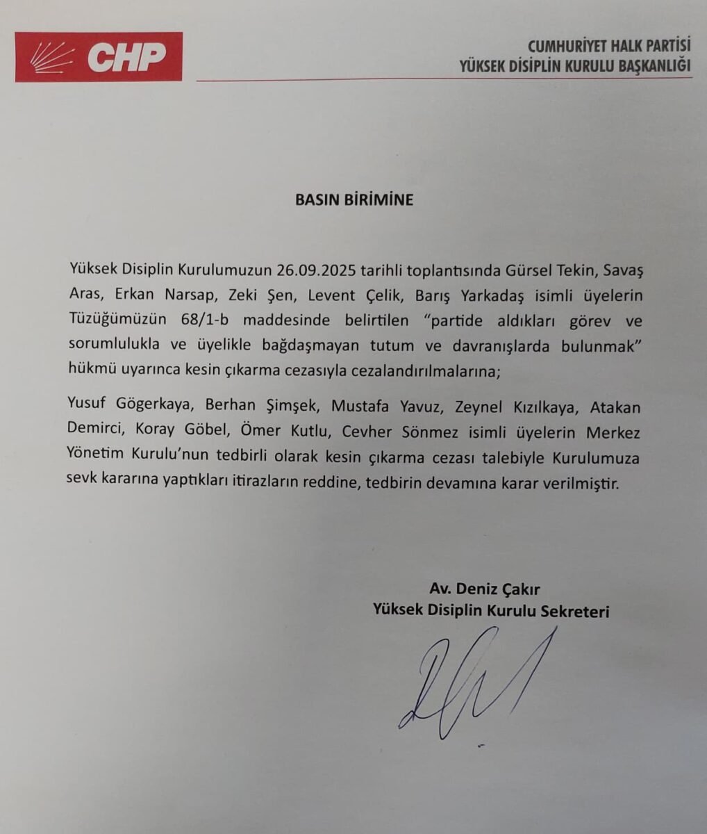 Gürsel Tekin ve Barış Yarkadaş CHP’den resmen ihraç edildi