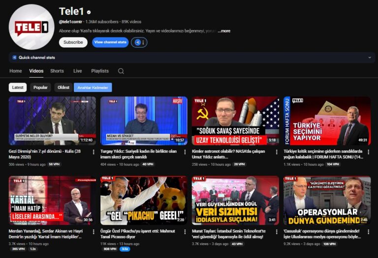 TELE1'in YouTube kanalı