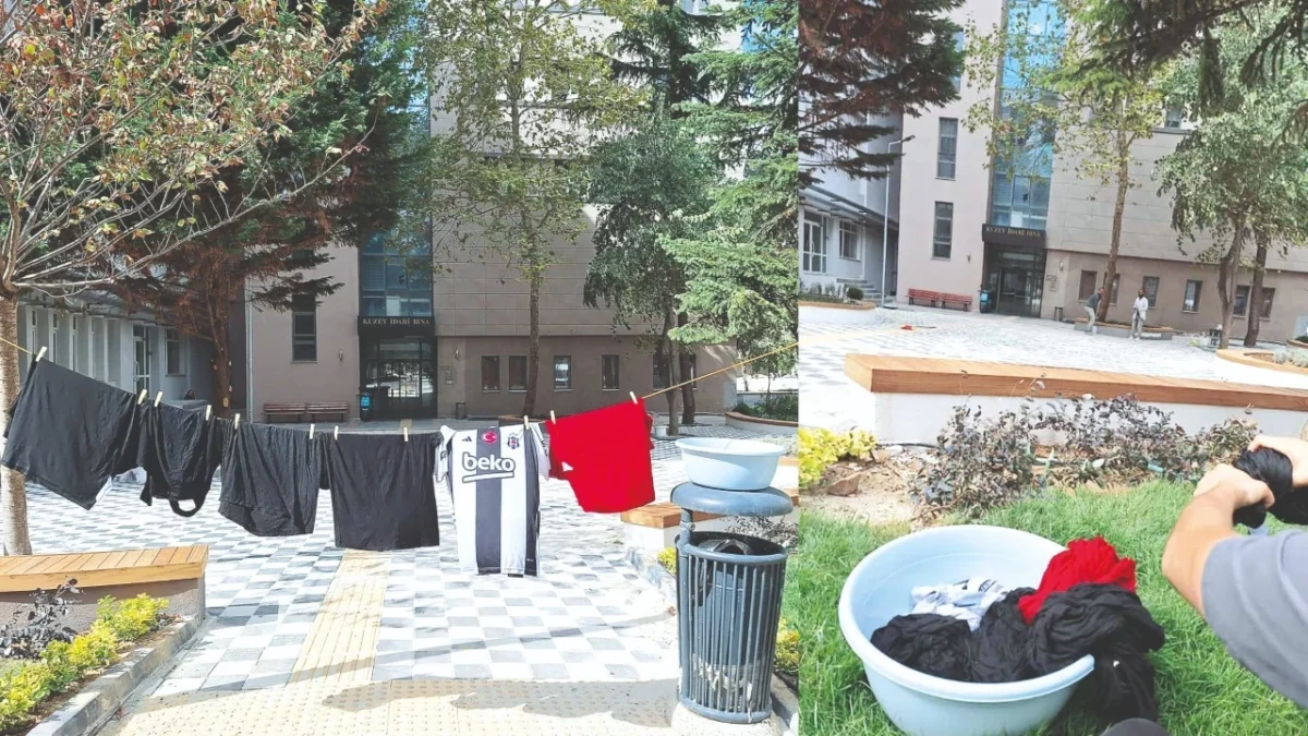 Boğaziçi Üniversitesi yurtlarda ücretli çamaşır yıkama sistemine geçti, öğrenciler kıyafetlerini leğende yıkayarak protesto etti