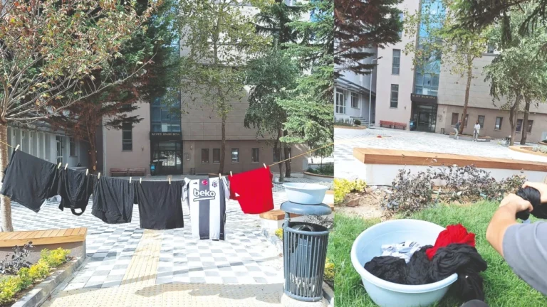 Boğaziçi Üniversitesi yurtlarda ücretli çamaşır yıkama sistemine geçti, öğrenciler kıyafetlerini leğende yıkayarak protesto etti