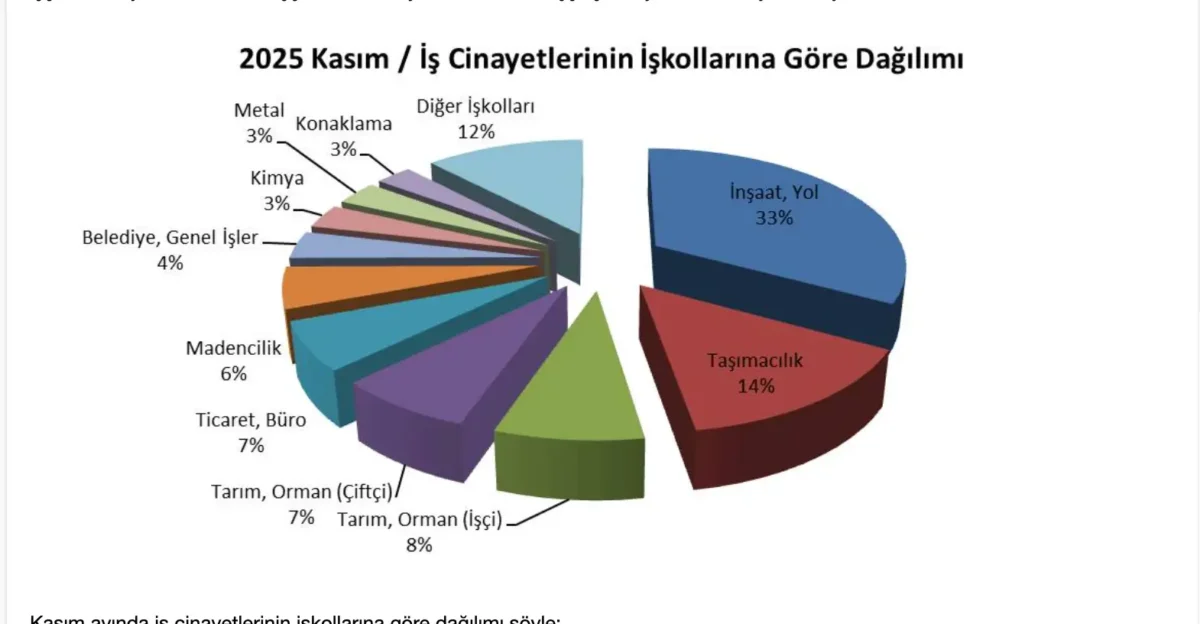 Kasım ayında 216, yılın ilk 11 ayında en az 1956 işçi hayatını kaybetti