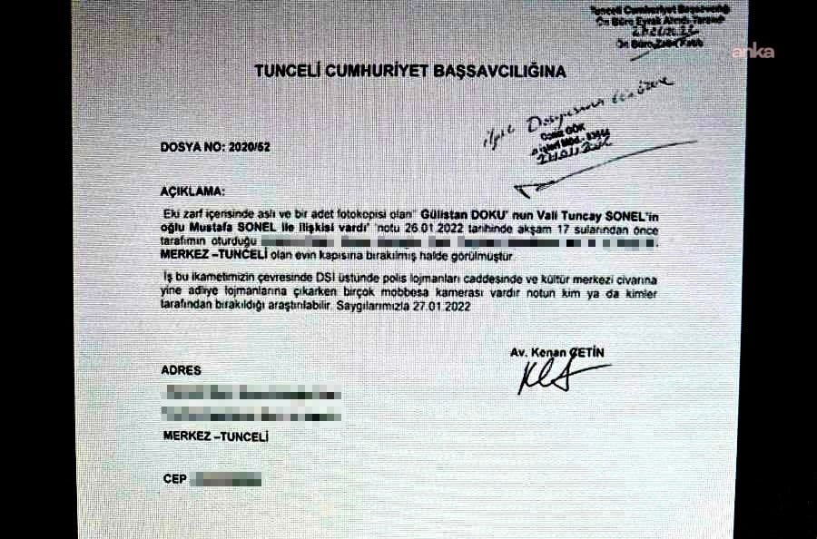 Gülistan Doku soruşturmasında yeni gelişme: “Valinin oğluyla ilişkisi vardı” yazan isimsiz not bırakılmış