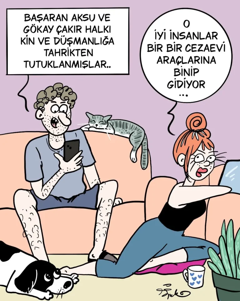 Karikatür | O iyi insanlar bir bir cezaevi araçlarına binip gittiler...