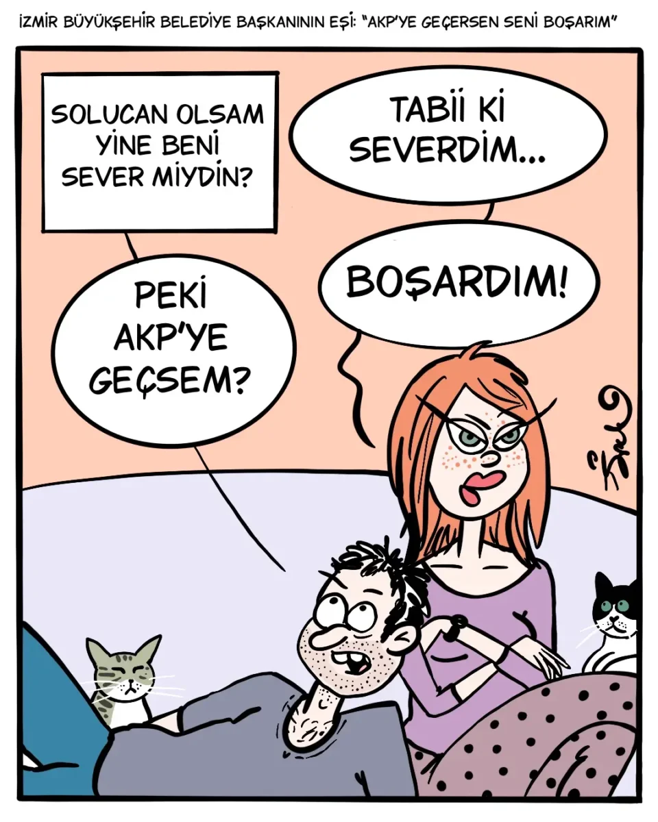 İpek Özsüslü, her hafta Medyascope takipçileri için çiziyor. 7 Ekim 2026 haftasının karikatürü: Boşardım...